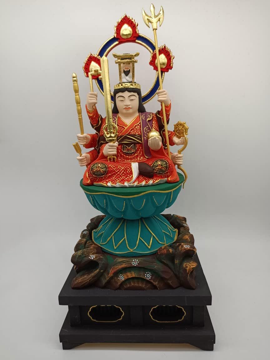 Amazon｜木彫りの仏像 宇賀八臂弁財天（弁才天）宇賀神 桧木製 財運